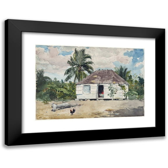 Winslow Homer 14x11 Black Modern Framed Museum Art Print Titled - Native Hut at Nassau (1885)