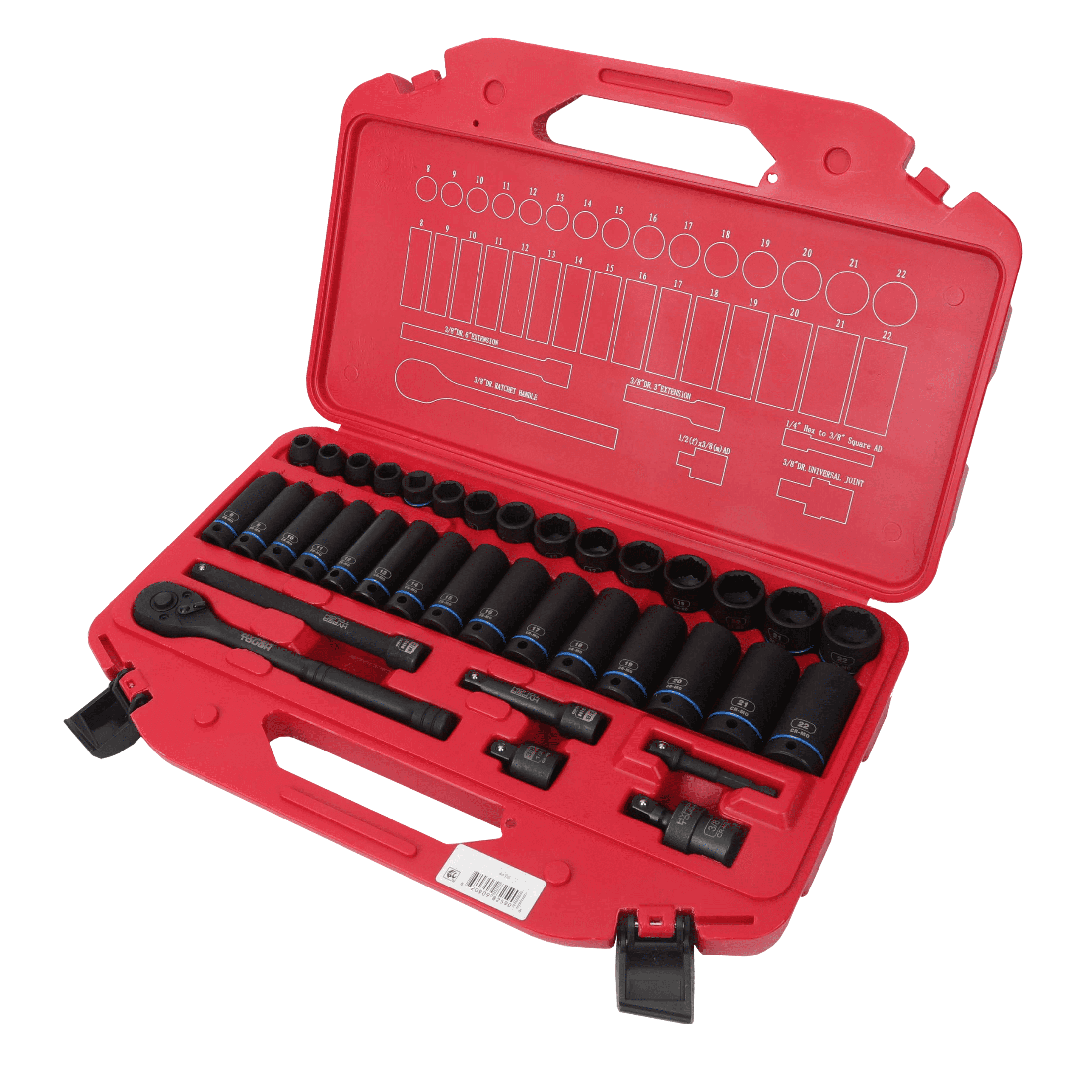 Hyper Tough 36-Piece 3/8 in Drive Metric CRMO Impact Socket Set