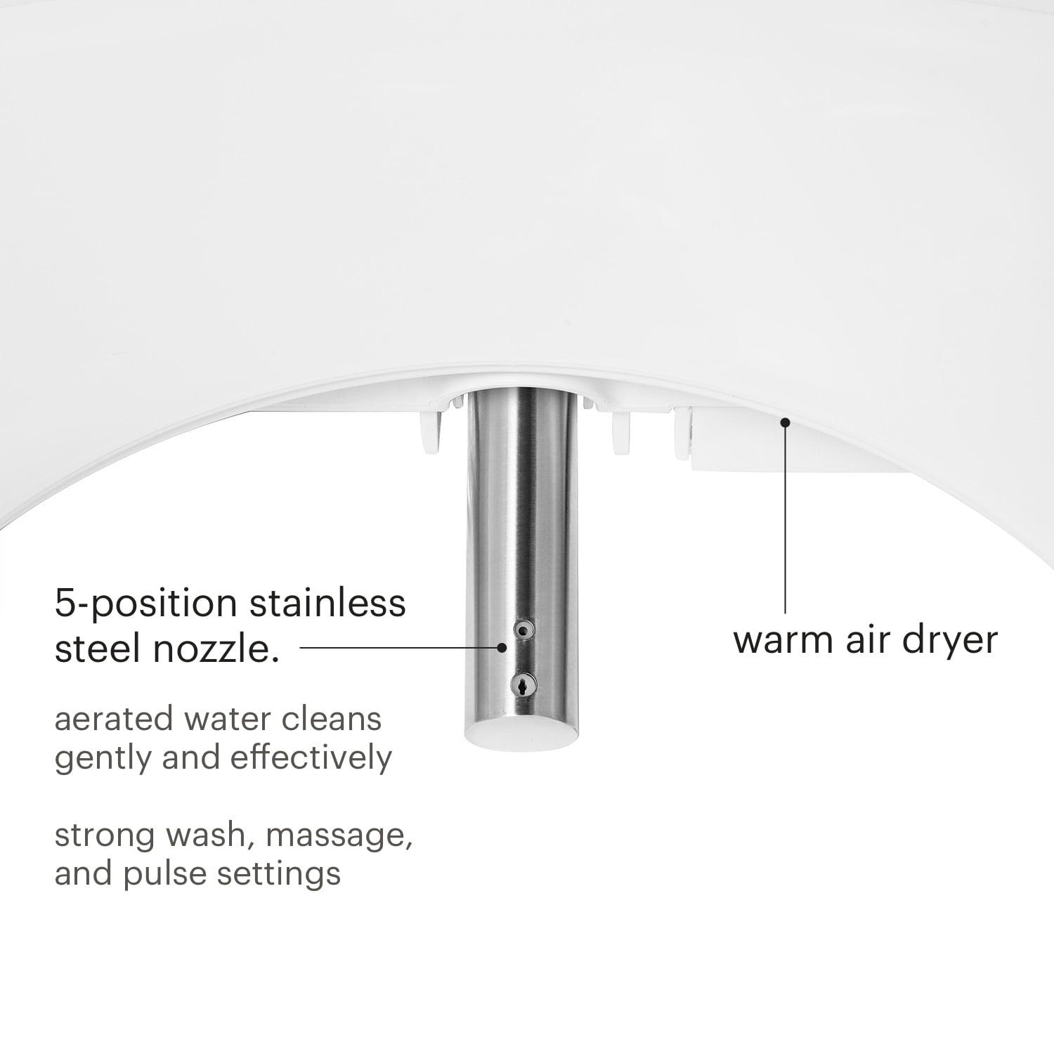 Brondell Swash Select DR801 Sidearm Bidet Seat with Warm Air Dryer and Deodorizer, Elongated White