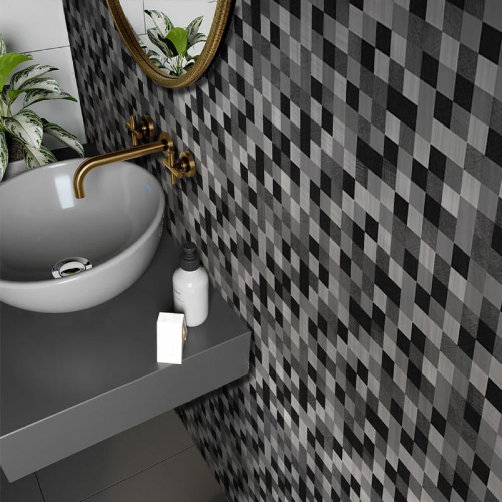 25-Sheet Self Adhesive Backsplash, Marble Design 3D Wall Panels, Kitchen Backsplash Bathroom Wall Tile (Black&White,15*15cm)