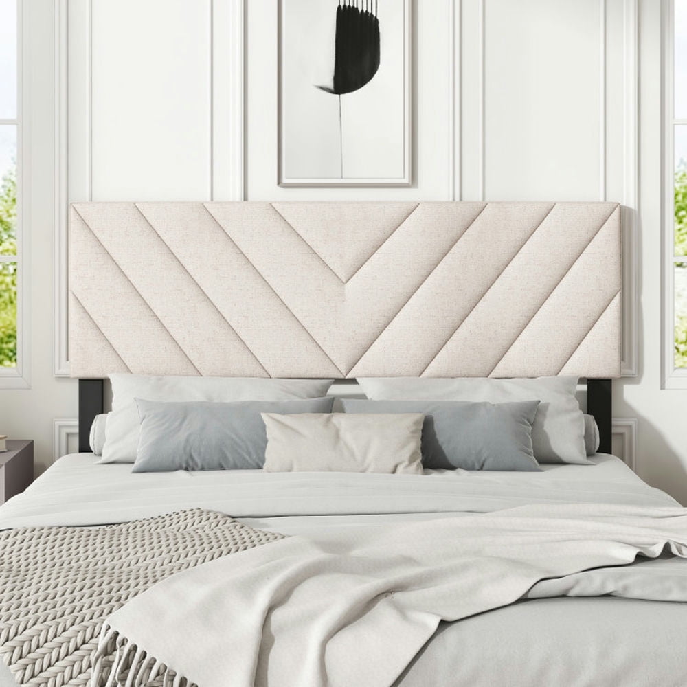 Canddidliike Linen Upholstered Headboard for Full and Queen Size Bed Frames-Beige,