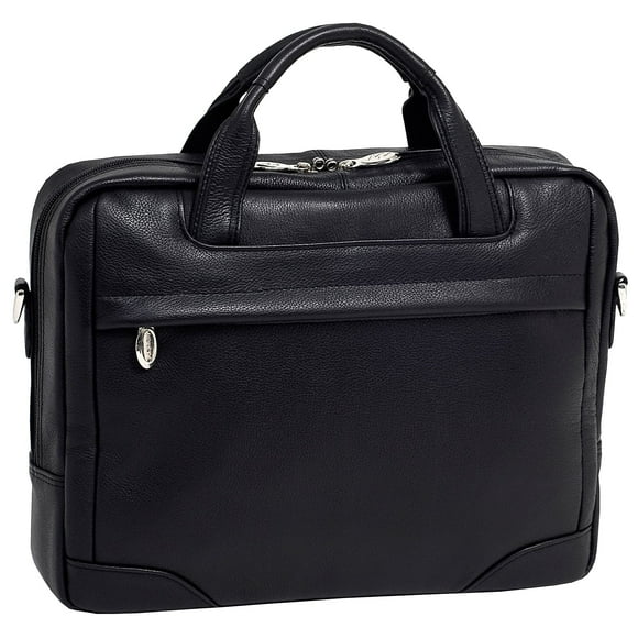McKleinUSA, S Series, BRONZEVILLE, Pebble Grain Calfskin Leather, 15" Medium Leather Laptop & Tablet Briefcase, Black (15485)