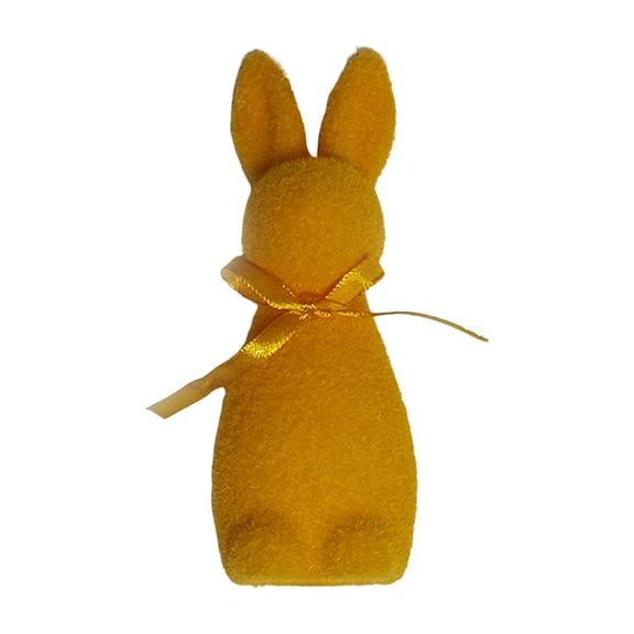 1Pcs Easter Decorations Flocked Bunny Figurines with Bow Tie 13.2" Flocking Rabbit Tabletop Mantel Decoration for Easter Centerpieces for Spring Home Office Table Decor Supplies