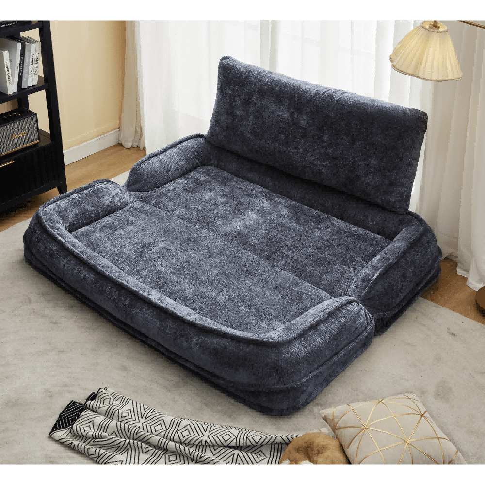 Double Human Dog Bed, Convertible Lazy Sofa Bed with 5 Adjustable Position, 2-in-1 Extra Large Floor Couch for Adult & Pets