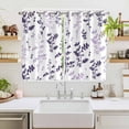 thumbnail image 2 of Purple Grey Botanical Kitchen Curtains Window Panels, Watercolor Spring Floral Summer Leaf Insulated Window Treatment Curtain, Grommet Curtains for Bedroom/Living Room/Bathroom, 2 Piece 52"Wx63"L, 2 of 8