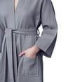 thumbnail image 4 of Lotus Linen Knee Length Waffle Robe Lightweight Women's Robe (Grey, Large), 4 of 5