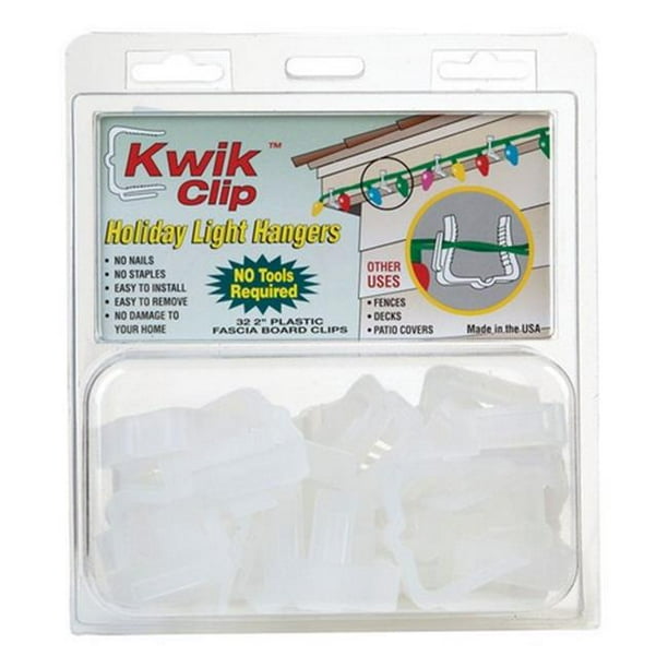 Kwik Clip Holiday Light Hangers 2 Inches Plastic Fascia Board Clips, 1