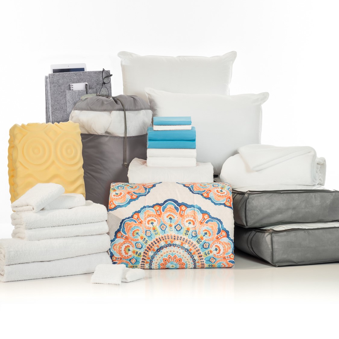 The Complete Campus Pak in Catalina Coral Aqua, 24Piece Twin XL Bedding Comforter Set, With