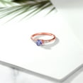 thumbnail image 4 of Gem Stone King 18K Rose Gold Plated Silver Blue Tanzanite and White Lab Grown Diamond Engagement Ring for Women (0.61 Cttw, Round 5MM, Gemstone December Birthstone, Size 8), 4 of 5