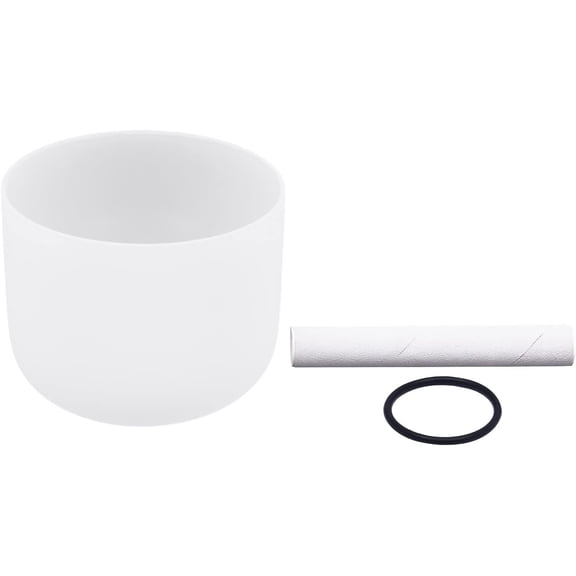 Singing Bowls 432hz F Note 8-Inch Heart Chakra Frosted Quartz Crystal Singing Bowl with Mallet and O-ring for Sound Healing, Meditation, Yoga, and Sound Baths