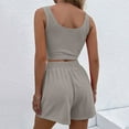 thumbnail image 6 of Baqcunre Lounge Sets for Women,Summer Shorts Sets 2 Piece Sleeveless Matching Crop Top and High Waisted Shorts,Outfits for Women Womens Pajamas Pajama Set Womens Clothes Brown XS, 6 of 7