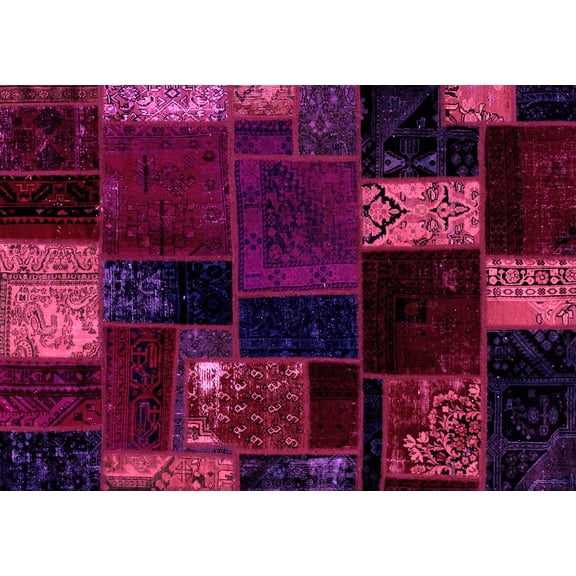 Ahgly Company Indoor Rectangle Patchwork Pink Transitional Area Rugs, 2' x 4'