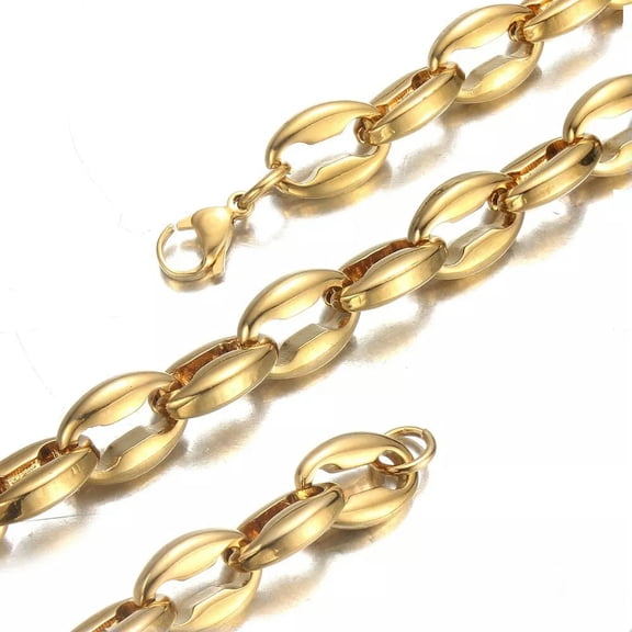 QQTDFG Heavy 22" 12mm Women Men Stainless Steel Hollow Out Coffee Beads Chain Neklace-default