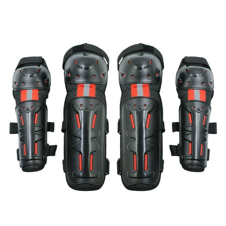 4pcs Red Motorcycle Racing Elbow Knee Pads Armor Gear Protector Shell