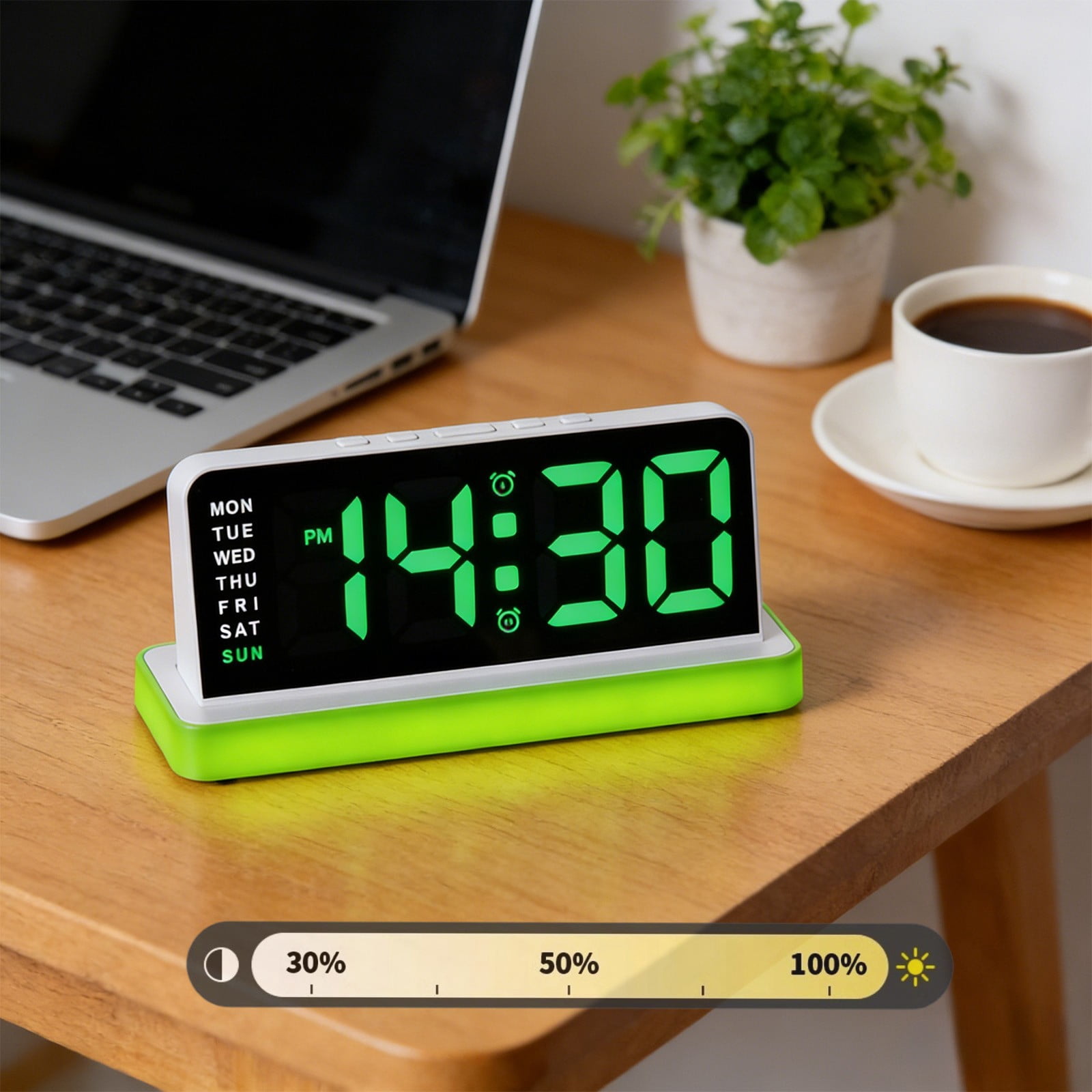 Dxssxc Digital Wall Clock, Led Alarm Clock With Large Display & Digital Calendar, Temperature & Date Display, Adjustable Brightness, For Bedroom, Living Room, Office, Kitchen