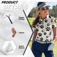 thumbnail image 5 of GarronmavisWomen's Zip Golf Shirt Casual Tennis Shirts Short Sleeve Collar Shirts Tops Athletic Tops Womens Dog Paw Golf Shirt, Black Dog Paw, Size XL, 5 of 7
