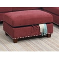 thumbnail image 3 of Modern Living Room Reversible Sectional Sofa L Shaped Couch Tufted Nickel Stud Arm Ottoman w Storage Red Color Velvet Fabric, 3 of 7