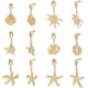 thumbnail image 1 of 6 pares de pendientes bohemios dorados para mujer, 3 estilos de estrella de mar, concha, asimétricos, con cuentas de perlas de imitación., 1 of 7
