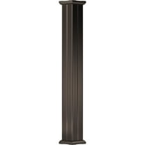 6" x 8' Endura-Aluminum Column, Square Shaft (For Post Wrap Installation), Non-Tapered, Fluted, Textured Brown Finish w/ Capital & Base