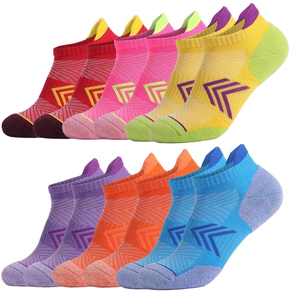 YOMYM Women Arch Support Cushioned Ankle Running Socks, Thick Low Cut No Show Athletic Socks for Women 6-8, 6 Pairs