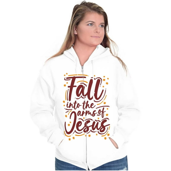 Christian Fall Into The Arms of Jesus Zip Hoodie Sweatshirt Women Brisco Brands M