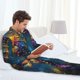 thumbnail image 5 of Balery Neon Seahorse Underwater Realm Pijama para Hombre de Dos Piezas con Manga Larga, Conjunto de Dormir y Descanso Suave con Bolsillos-Medium, 5 of 6