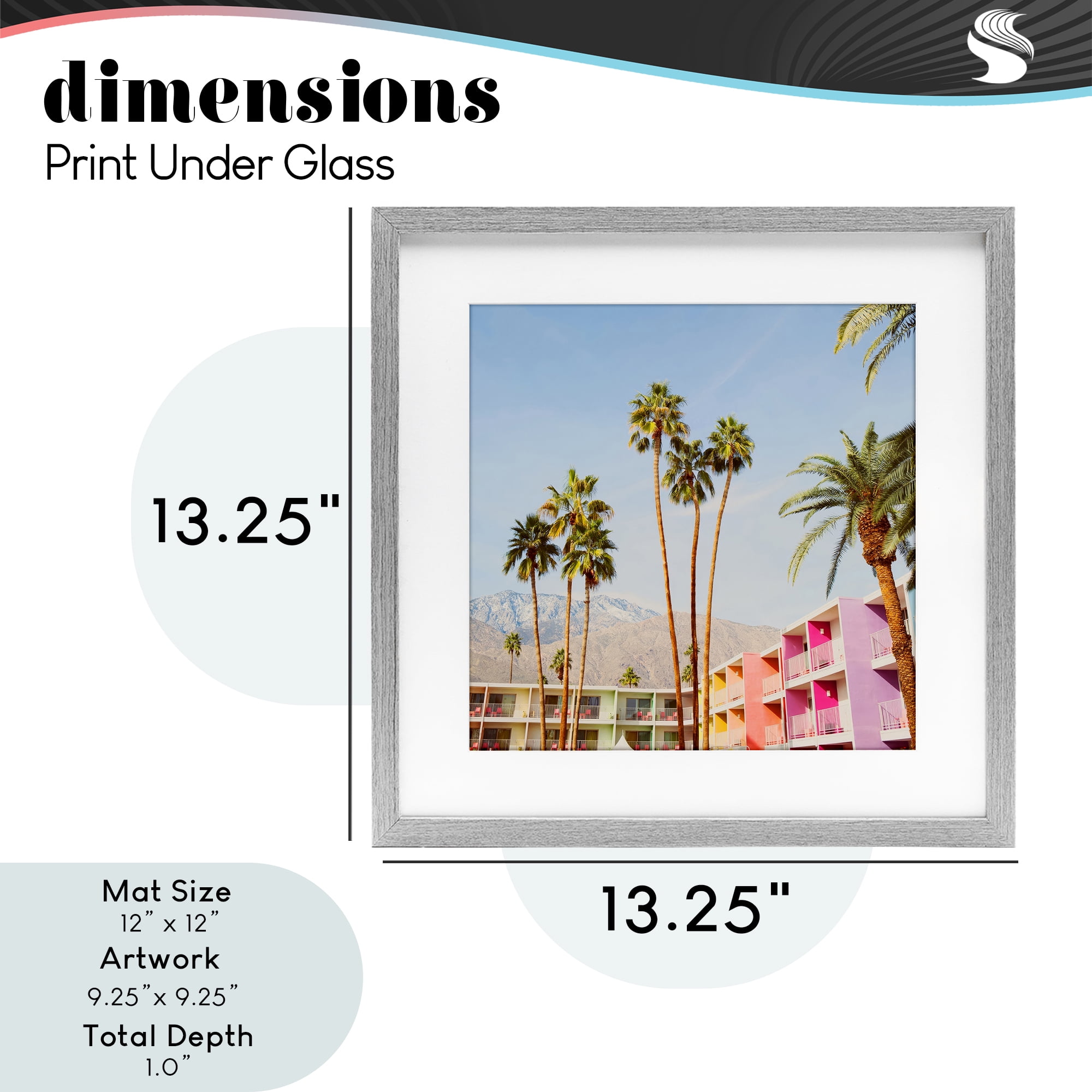 Looming Palms over Resort Gray Framed Print Under Glass, design by LISH Creative