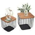 Vipush 18.5" Wood Nesting End Table Set of 2 End Table with Metal Frame Wooden Cocktail Table