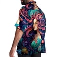 thumbnail image 3 of Mermaid Men's Casual Hawaiian Shirts, Printed Button Down Short Sleeve Summer Beach Tops with Spread Collar - Unisex, 3 of 6