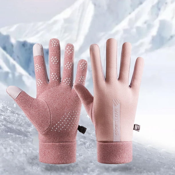 Guantes cálidos de invierno con pantalla táctil, guantes de esquí para correr, patinar y deportes al aire libre Las mujeres se deslizan