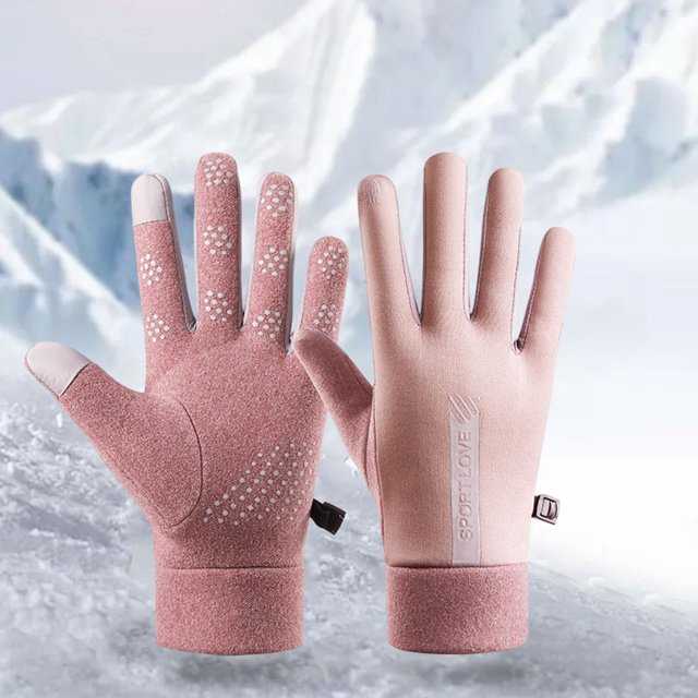 Guantes cálidos de invierno, antideslizantes, para esquiar, correr, patinar y deportes al aire libre Las mujeres se deslizan