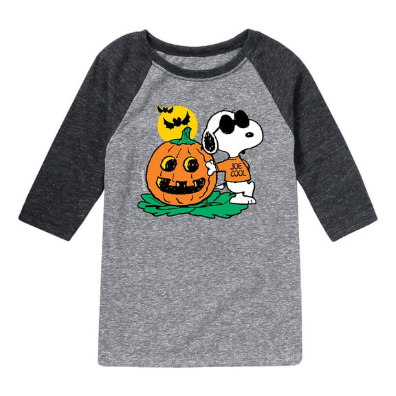 Peanuts - Joe Cool Pumpkin - Toddler And Youth Raglan Graphic T-Shirt