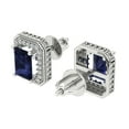 thumbnail image 2 of Clara Pucci 2.44Ct Blue Sapphire Emerald Cut VVS1 Screw Back Stud 14k Solid hypoallergenic Gold Designer Earrings For September, 2 of 7
