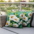 thumbnail image 4 of White Daisy Pillow Covers 2 Pack Flower Floral Green Leaf Spring Plant Watercolor Pillowcase Waterproof Outdoor Throw Pillow Cover for Patio Garden Square Cushion 26”x26”, 4 of 9
