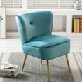 thumbnail image 2 of Upholstered Leisure Sofa Chair - Velvet Wingback Club Chair - Armless Lounge Chair with Gold Metal Legs - Living Room Bedroom Furniture - Teal, 2 of 8