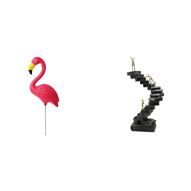 Estatua de estaca de jardín,Adorno de flamenco para jardín,patio,porche,Estatua de escalera,Estatua de escalera con libros para escalar,decoración artística,Escultura de escalera de