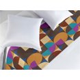 thumbnail image 2 of Geometric Bed Runner, Pop Art Style Retro Round Shapes With Multicolored Squares Backdrop, Decorative Accent Bedding Scarf for Hotels Homes & Guest Rooms, Queen, Dark Yellow and Sea Blue, by Ambesonne, 2 of 3