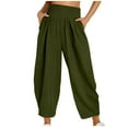 thumbnail image 4 of gbyLJF Women's Summer High Waisted Baggy Wide Leg Pants Casual Ankle Length Trouser 2024 Trendy Street Trousers with Pockets, 4 of 5