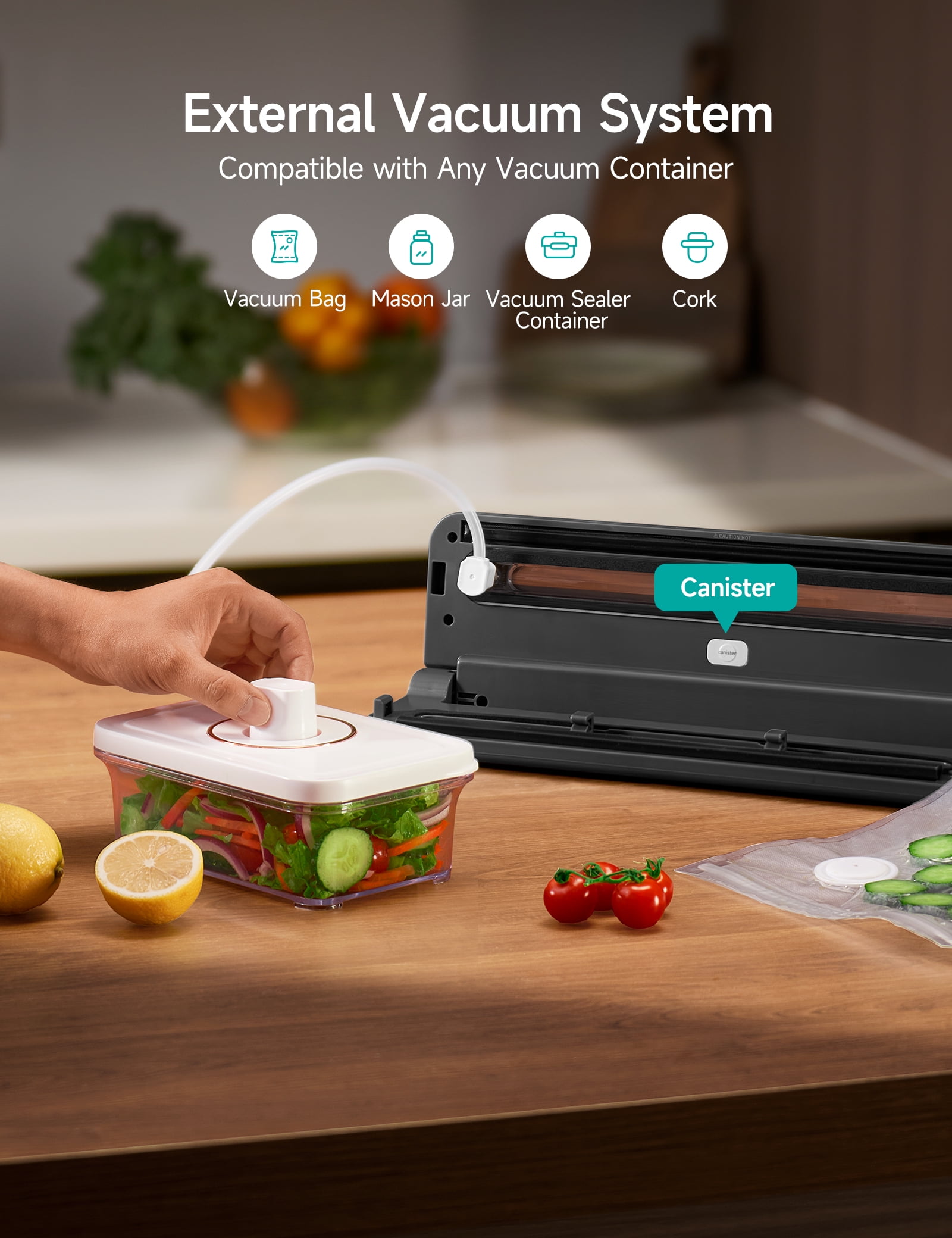 HiCOZY Vacuum Sealer Machine With 10 Vacuum Bags, Gray