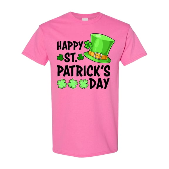 Inktastic Happy St. Patrick's Day Green Hat and Clovers T-Shirt