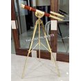 thumbnail image 4 of Brass Nautical Double Barrel Telescope Decorative Floor Standing Tripod For Gift, 4 of 6