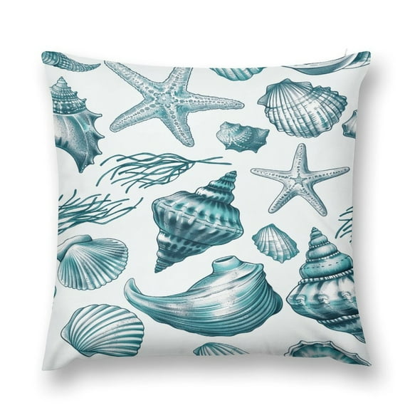 2PCS Beach Seashell Starfish Throw Pillow Cover, 18 X 18 Inch Holiday Party Cushion Case Decoration for Sofa Couch