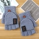 thumbnail image 1 of Guantes de invierno tejidos con medio dedo y con cubierta inversa, cálidos, para hombre, guantes cubiertos engrosados, 1 of 6