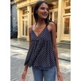 thumbnail image 6 of Women'S Y2k Polka Dot Print Tank Top Spaghetti Strap Camisole Sheer Mesh Going Out Top Navy Blue M, 6 of 8