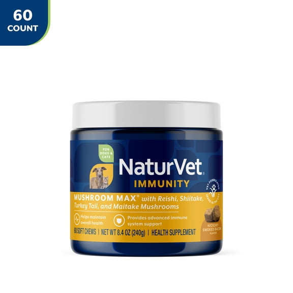 NaturVet Mushroom Max Advanced Immune Support Soft Chews for Dogs and Cats