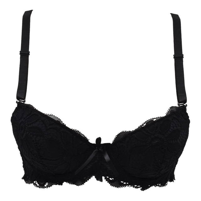 Brasier Secret Treasures Intimates para Mujer con Encaje y Moño Negro Talla 38B