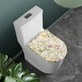thumbnail image 2 of ZIATUBLES Toilet Seat Lid Cover Washable Stretch Polyester Reusable Toilet Lid Cover Soft Universal Toilet Bowl Lid Cover Bathroom Decor Accessories, Floral, 2 of 6
