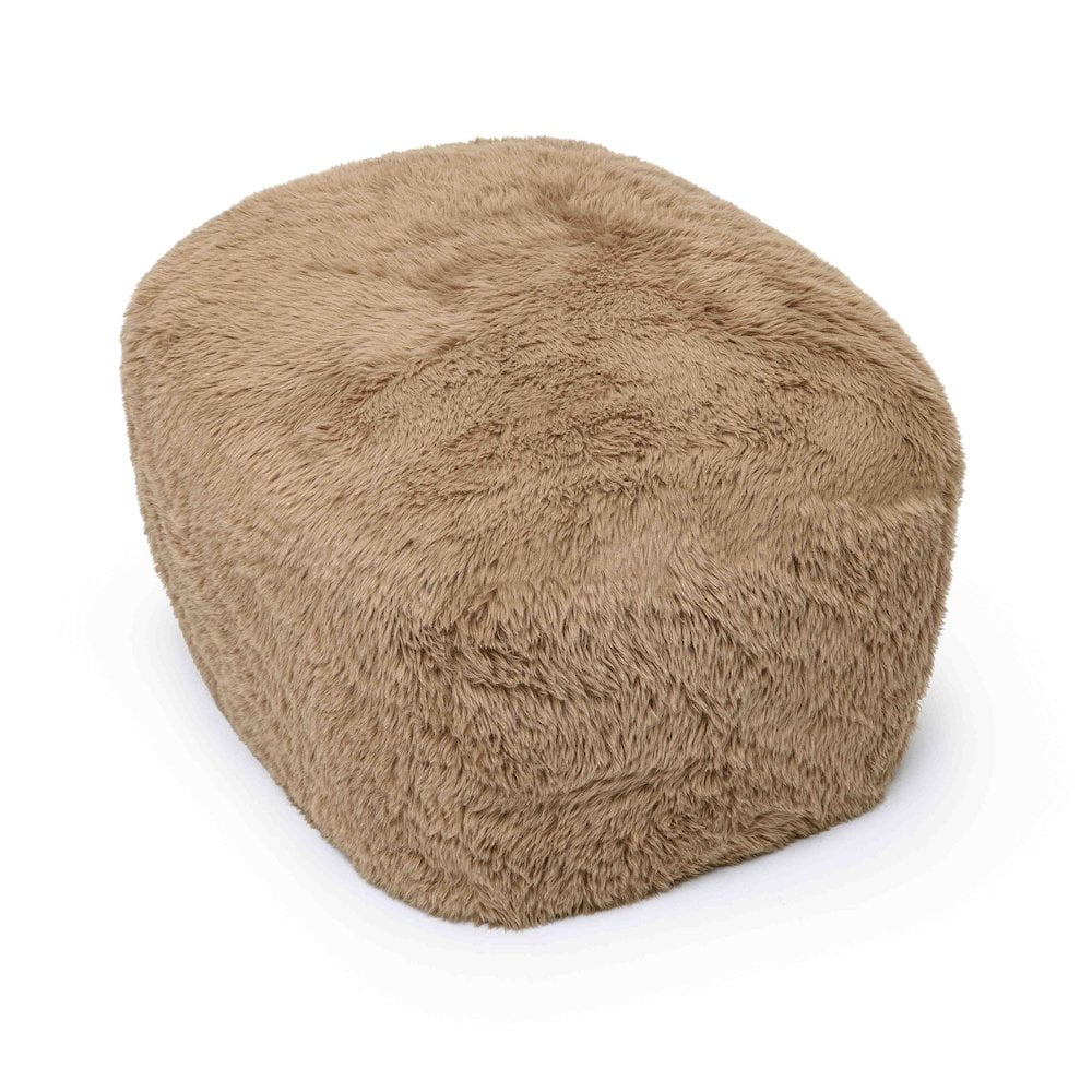 TOV Furniture Britt Dark Taupe Vegan Shearling Ottoman