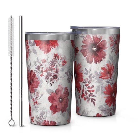 Pioneer Flower 10oz Tumblers Stainless Steel Tumbler with Lid and Straw,Vacuum Insulated Double Wall Travel Tumbler Cups with Cleaning Brush for Coffee, Tea