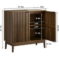 thumbnail image 2 of Sideboard Buffet Cabinet with Storage, Freestanding Kitchen Storage Cabinet with 2 Slatted Doors and Adjustable Shelves, Wooden Cupboard for Kitchen, Entryway (Slatted Door Walnut), 2 of 13